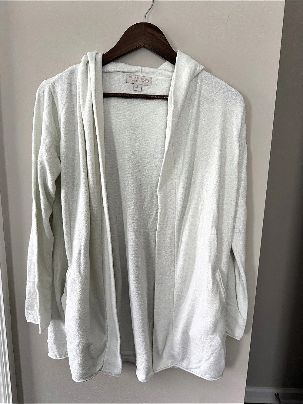 Barefoot Dreams CozyChic Ultra Lite Hooded Cardigan Hooded Top White Small